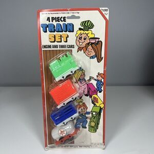 Vintage 4 Piece TRAIN Set F.J. Strauss Co Made in Hong Kong New